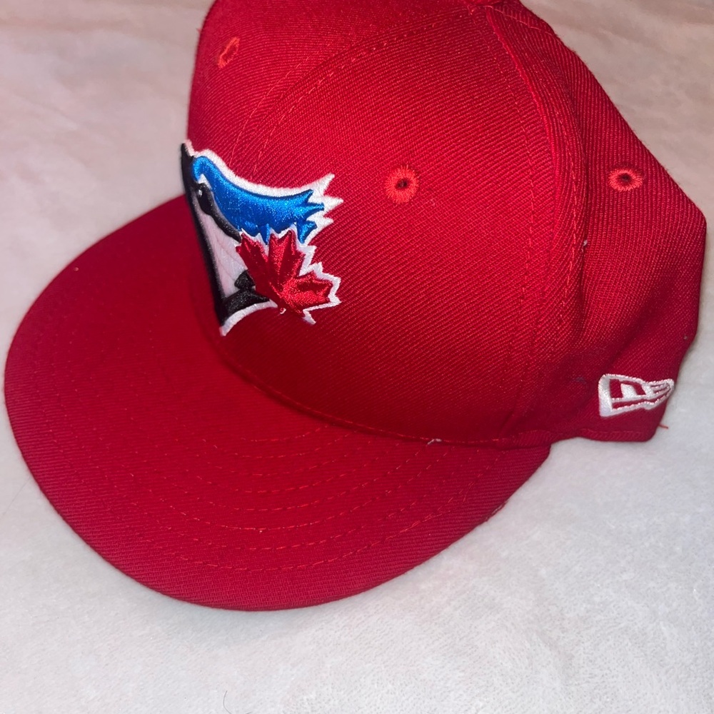 New Era Red Cap with Blue Jay Emblem
